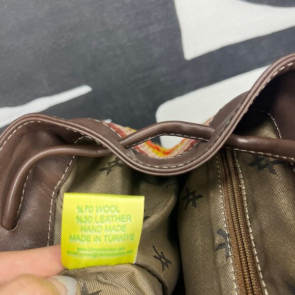 Yun Art Kilim Traditional Turkish Backpack Woven Carpet Leather Yellow - Picture 12 of 13